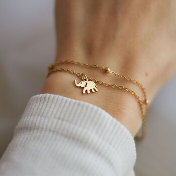 14th Anniversary Gift For Wife, 18k Gold Elephant Bracelet, 2 of 8