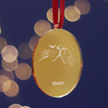 Gold Personalised Cat Nose Christmas Tree Bauble, 3 of 6
