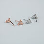 Sterling Silver Abstract Crystal Triangle Stud Earrings, thumbnail 4 of 6
