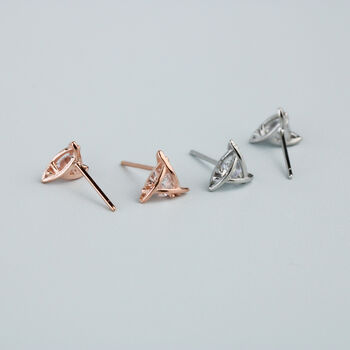 Sterling Silver Abstract Crystal Triangle Stud Earrings, 4 of 6