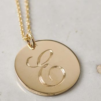 Large Engraved Initial Gold Coin Pendant Necklace By LINDSAY PEARSON | notonthehighstreet.com