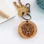 Personalised Lion's Head Solid Oak Keyring, thumbnail 1 of 4