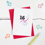 Doodle 16th Birthday Acrylic Age Card, thumbnail 1 of 2