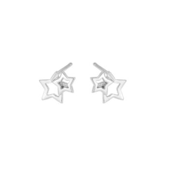 Sterling Silver Linked Stars Stud Earrings, 3 of 6