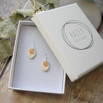 Hammered Sterling Silver And Filled Gold Oval Earrings, 4 of 6