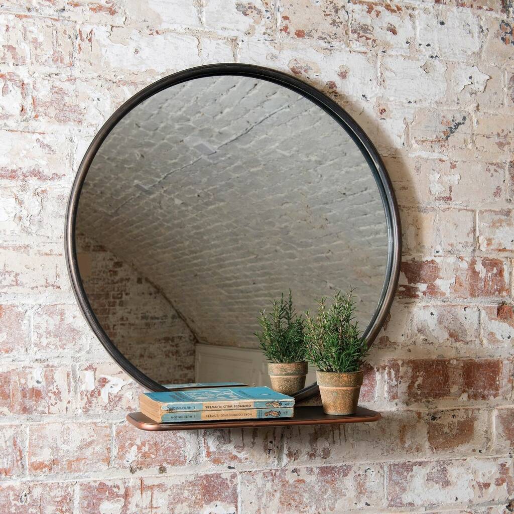 Round Industrial Shelf Mirror By All Things Brighton Beautiful