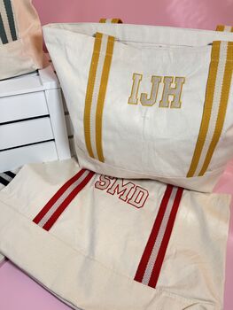 Embroidered Monogram Tote Bag, 3 of 4