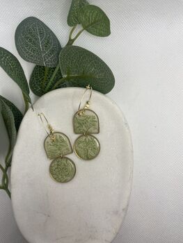 Green Botanical Statement Hoop Earrings For Her, 3 of 12