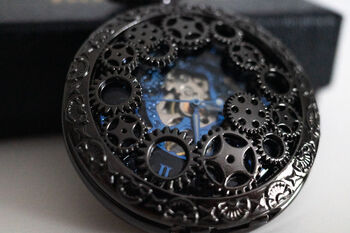 Steampunk Cog Pocket Watch Gunmetal; The Armstrong Two, 6 of 10