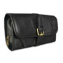 'Henson' Men's Roll Hanging Leather Wash Bag In Black, thumbnail 6 of 9