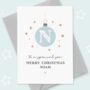 Initial Bauble Personalised Son Christmas Card, thumbnail 1 of 3