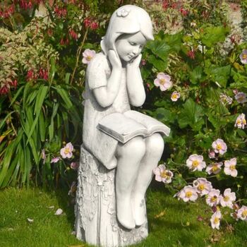 Julie Reading Girl 86cm White Stone Effect, 2 of 5