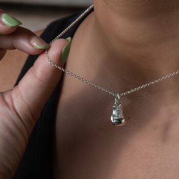 Personalised Sterling Silver Boxing Glove Necklace, 2 of 11