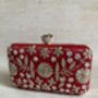 Red Handcrafted Raw Silk Clutch Bag, thumbnail 7 of 10