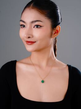Botan Flower Natural Green Jade Necklace, 10 of 11