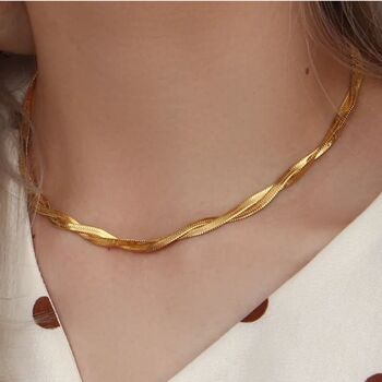Gold Stainless Steel Twist Snake Necklace Gift For Her, 4 of 4