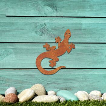 Garden Wall Sculpture Metal Gecko Lizard Art, 7 of 10