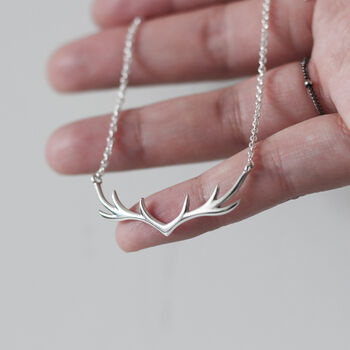 My Deer Antler Minimal 925 Sterling Silver Necklace, 3 of 8