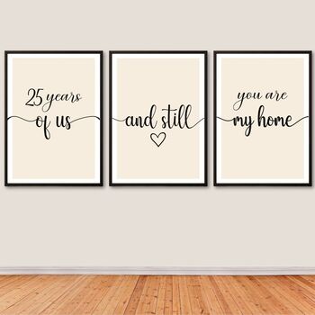 Silver Anniversary Minimalist Typography Print, 25 Years Wedding Anniversary Gift, Unframed, Sold As Individual Prints, 8 of 9