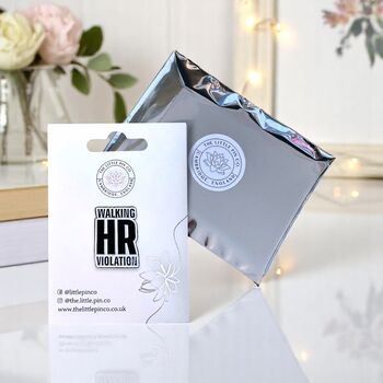 Walking Hr Violation Enamel Lapel Pin, Gift For Boss, Work, Office Colleagues, Secret Santa Gift, Humourous Rude Gifts For Men, 2 of 8
