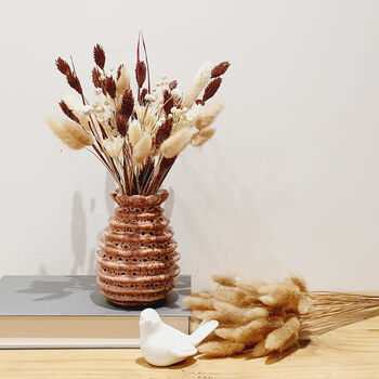 Cocoa Dried Flowers In Ceramic Vase, 2 of 2