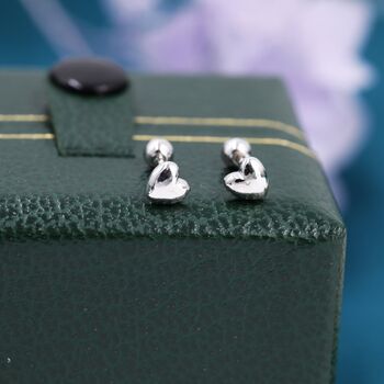 Sterling Silver Extra Tiny Heart Barbell Earrings, 8 of 12