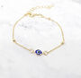 Gold Plated Beaded Blue Evil Eye Protection Bracelet, thumbnail 1 of 3