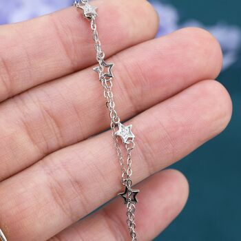 Double Layer Star Bracelet In Sterling Silver, 7 of 10