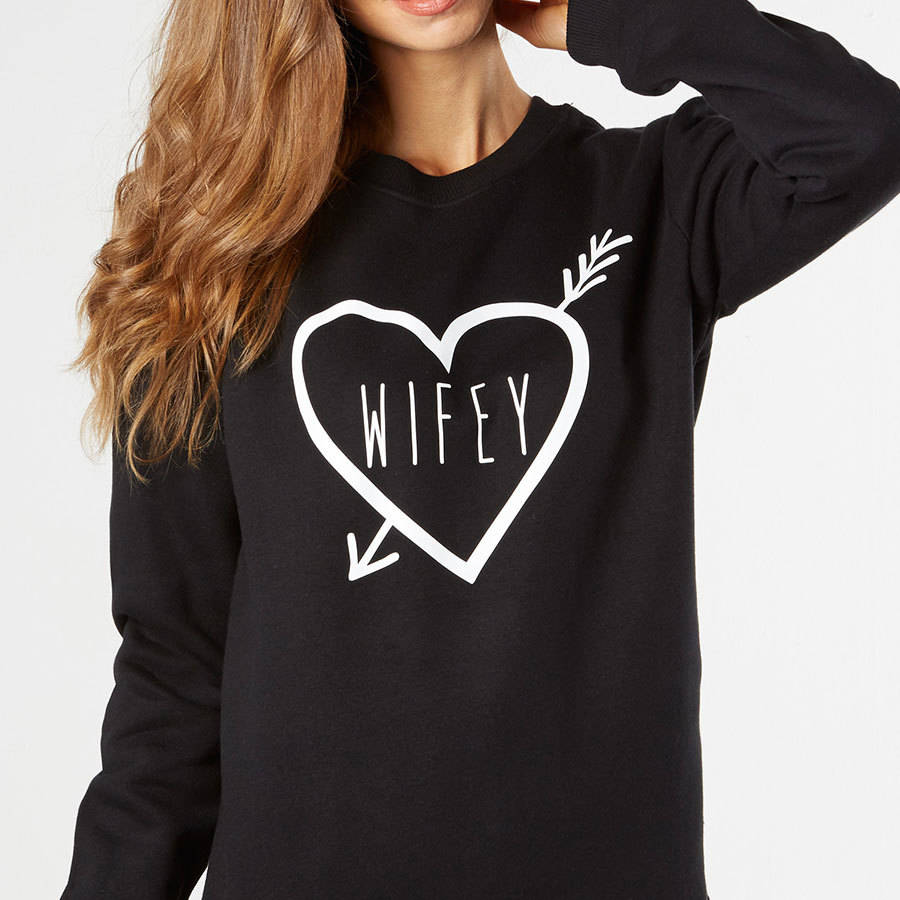 Wifey Valentines Gift Sweatshirt, 1 of 4