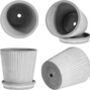 Pack Of Two Stripe Cement Plant Pot With Saucer, thumbnail 6 of 7