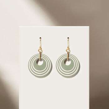 Green And Cream Stripey Circular Earrings, 3 of 6