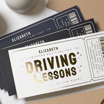 Gold Foil Driving Lessons Birthday Voucher, 2 of 9