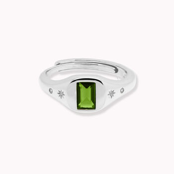 Peridot Baguette Adjustable Signet Ring, 2 of 6