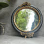 20cm Black And Gold Decorative Wall Mirror – Floral Motif, thumbnail 4 of 10