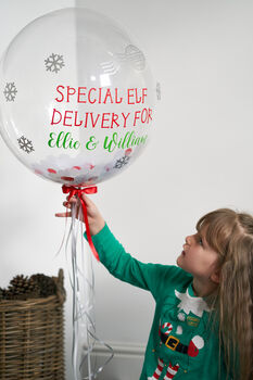 Personalised Christmas Elf Arrival Bubble Balloon, 4 of 5
