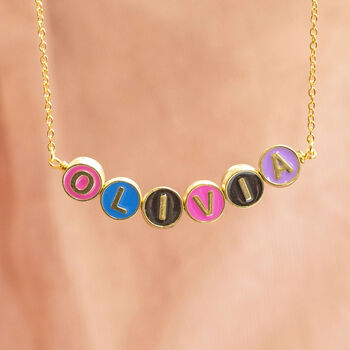 Personalised Enamel Disc Name Necklace, 9 of 12
