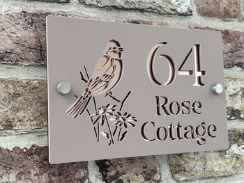 Personalised Bird On Flower Design House Acrylic Number Sign, 3 of 7