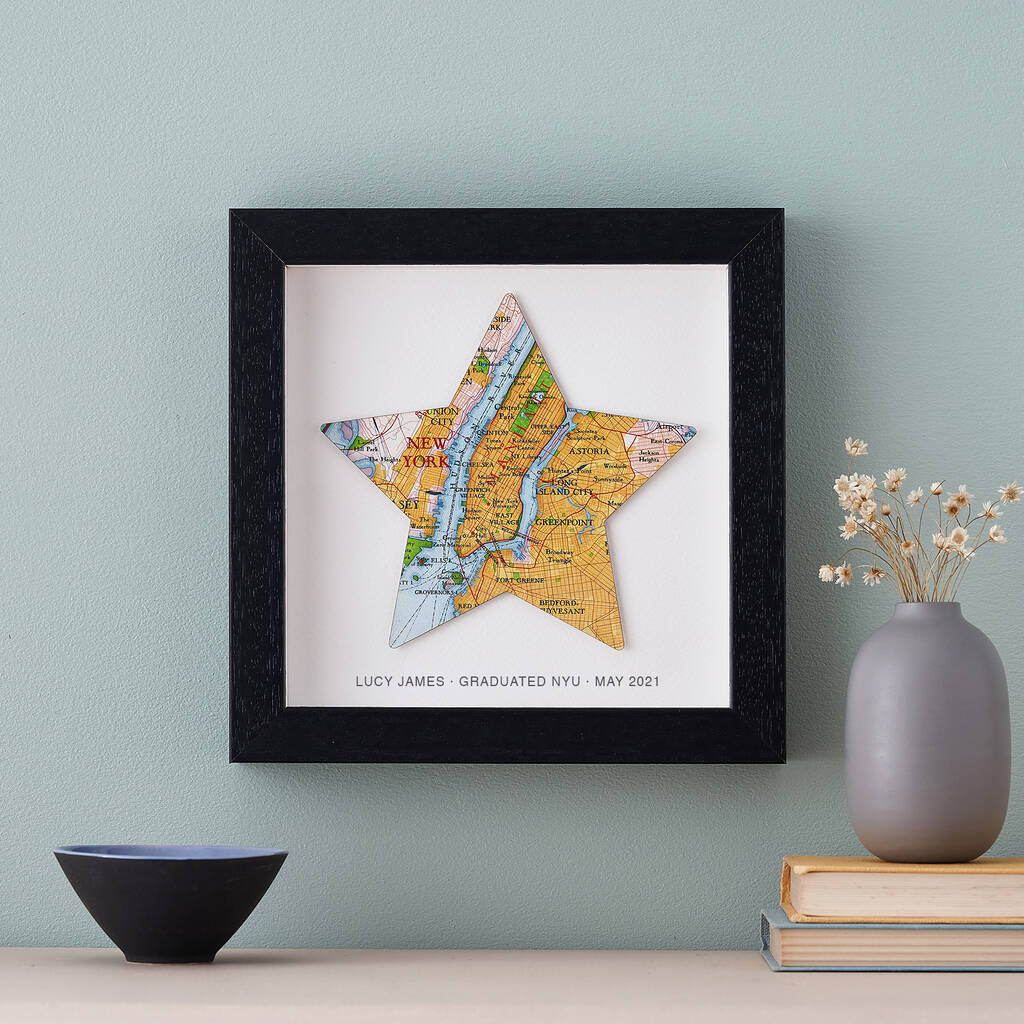 Personalised Map Star Print Graduation Gift, 1 of 6