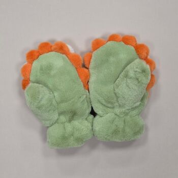 Children's Fluffy Cute Lion Mittens In Fern Green, 2 of 2