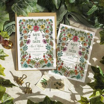 Folk Florals Save The Date Cards, 3 of 5