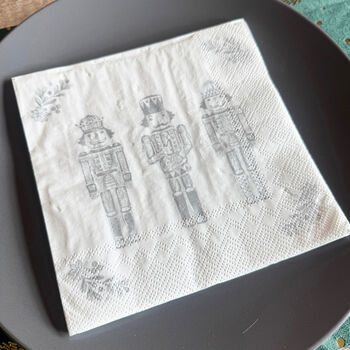 Elegant Silver Nutcracker Christmas Paper Napkins 20 Pack, 5 of 7