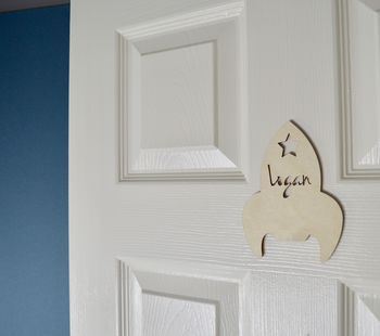Personalised Bedroom Door Sign Space Rocket, 3 of 8