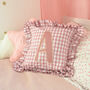 Rose Ruffle Letter Cushion Personalised Nursery Decor, thumbnail 1 of 3