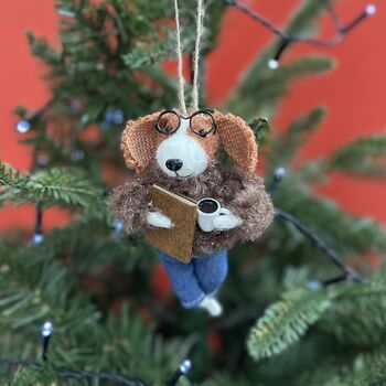 Personalised Reading Dog Christmas Decoration, 2 of 4