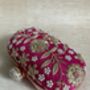 Hot Pink Raw Silk Oval Pearl Clutch Bag, thumbnail 2 of 10