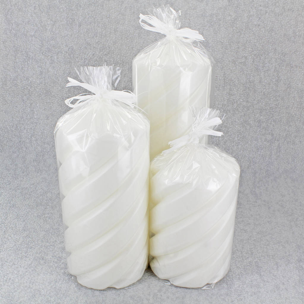 xxl white pillar spiral candles by g decor by g decor
