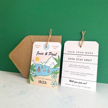 Ibiza Illustration Save The Date Luggage Tag, 2 of 8