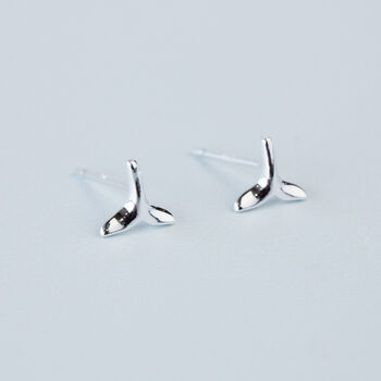 Sterling Silver Fish Tail Stud Earrings, 2 of 5