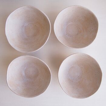 Handmade White Speckled Pottery Cereal Bowl, 4 of 6