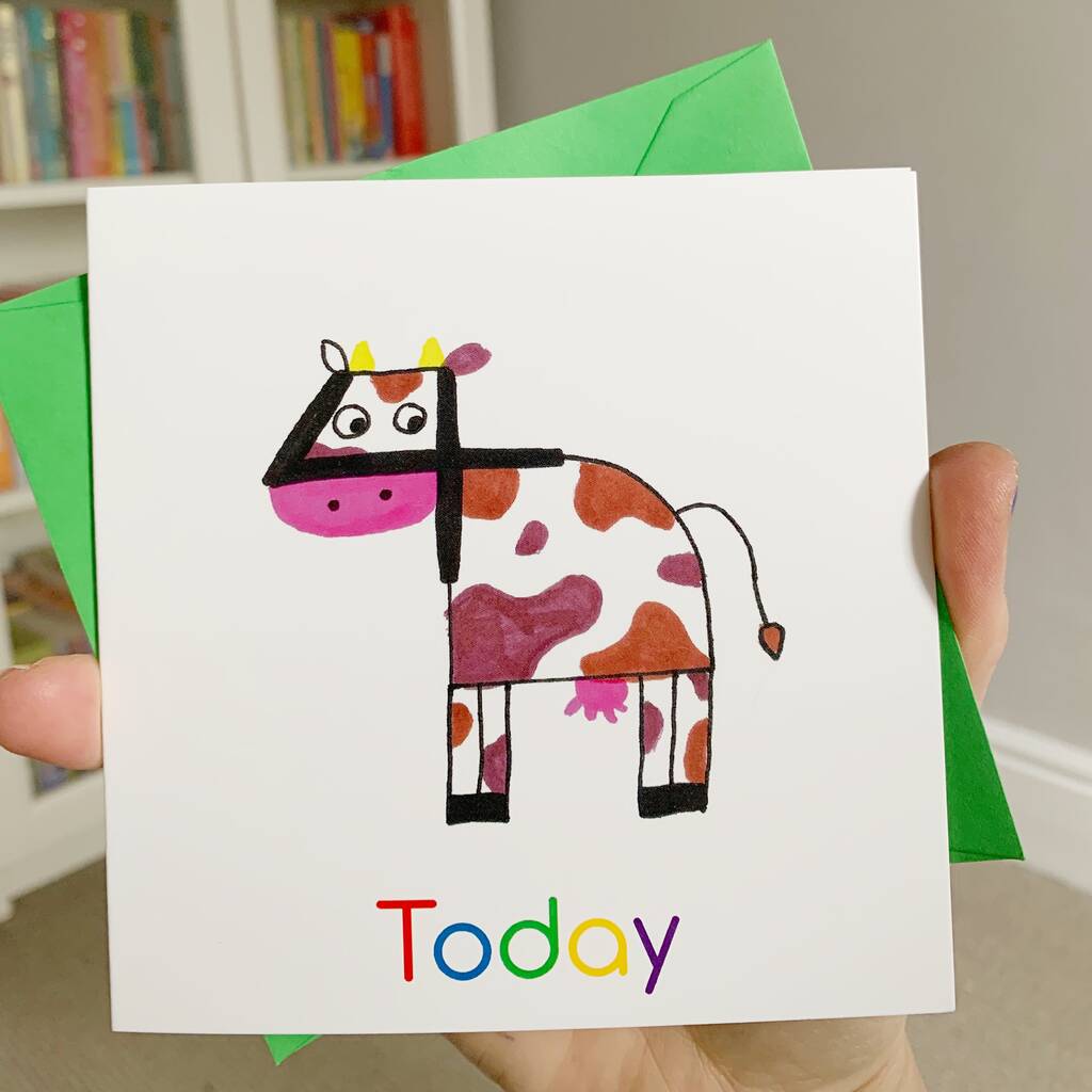 Image of 4th Birthday Card For Child : Cow